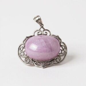 Pink purple Kunzite Necklace 20" Natural‎ Crystal Pendant Wedding Gift Jewelry